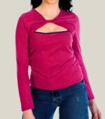 Sharks bay clothing,γυναικεία μπλούζα με στρίψιμο στην λαιμόκοψη, berry pink - Image 2