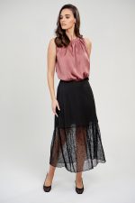 Sharks Bay Clothing Γυναικεία Midi Φούστα με Βολάν από Διαφάνεια & Παγιέτα - Μαύρο. - Image 4