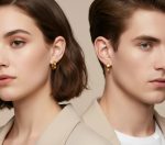 Meet me at the sunset,Unisex Σκουλαρίκια Κρίκοι "Minimal Gold" – Από Ανοξείδωτο Ατσάλι. - Image 3